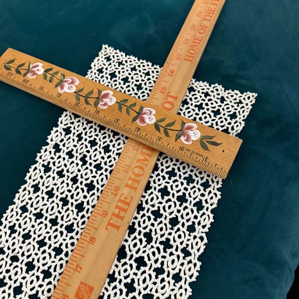 Vintage Handmade Tatted Lace Rectangle Doily Set of 3 Off‎ White